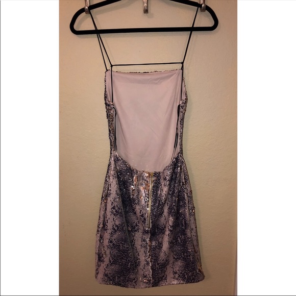Topshop Backless Metallic Snakeskin Sequin Dress - Picture 2 of 8